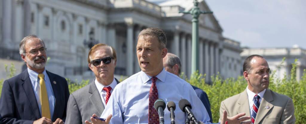 Rep. Scott Perry, R-Pa., discusses the infrastructure bill making its way through congress during a news conference held by the House Freedom Caucus on Capitol Hill in Washington, Monday, Aug. 23, 2021. (Amanda Andrade-Rhoades / AP Photo)