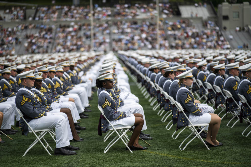 United States Military Academy graduating cadets during their graduation ceremony of the U.S. Military Academy class 2021 at Michie Stadium on Saturday, May 22, 2021, in West Point, N.Y. (AP Photo/Eduardo Munoz Alvarez)