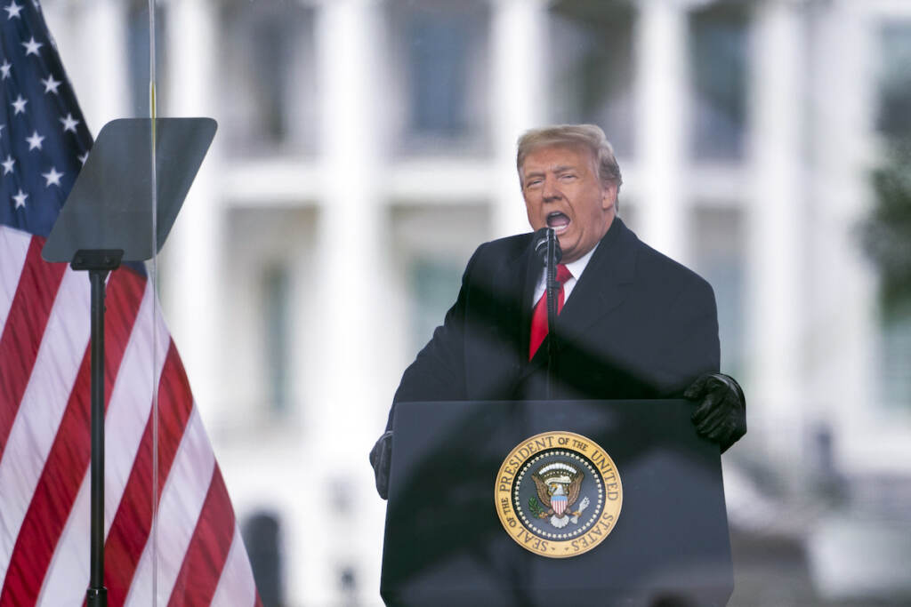 Donald Trump Trump speaks at the rally that preceded the Capitol insurrection