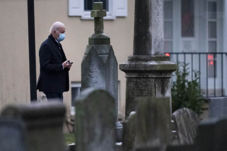President Joe Biden arrives at St. Joseph on the Brandywine Catholic Church in Wilmington, Del., Saturday, Dec. 18, 2021. Today is the anniversary of Neilia and Naomi Biden's death