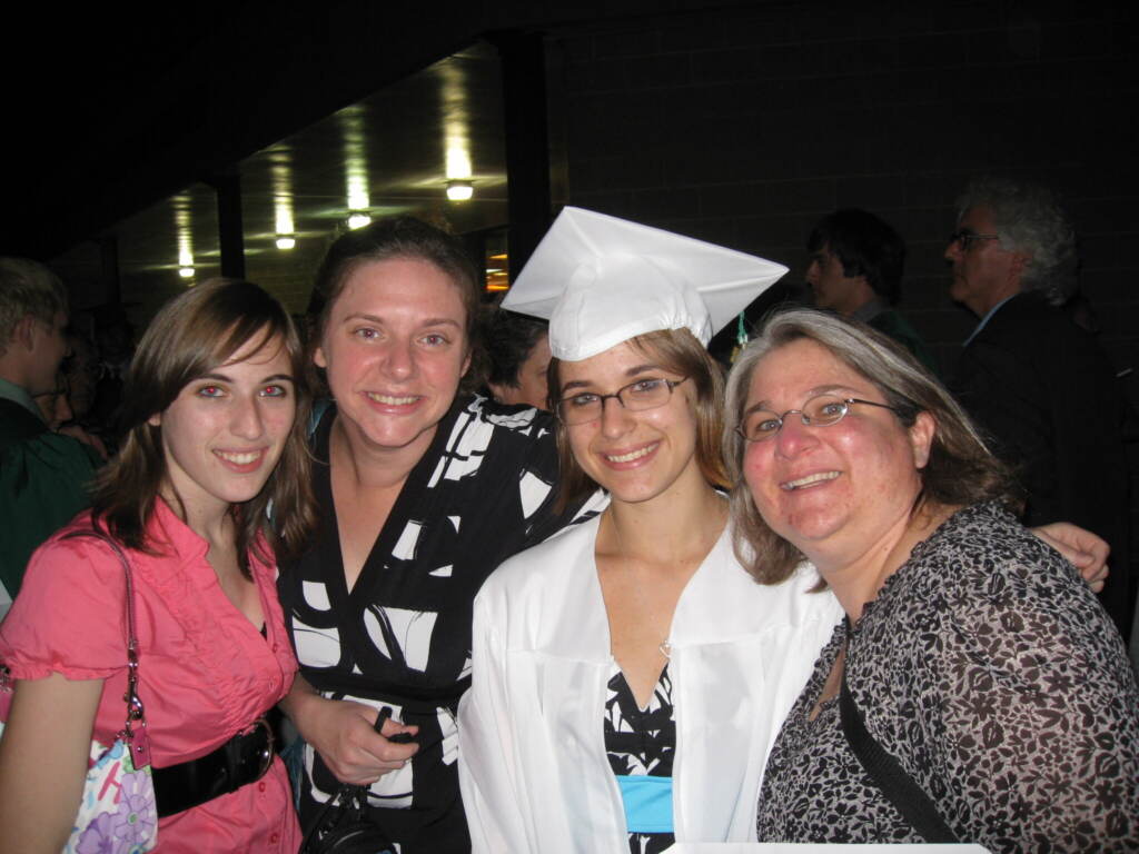 DebbieEmilyGrad Debbie Strouse (right) and Emily Grimes (middle-right) celebrate Grimes' graduation from Pennridge High School, with Ashlie Grimes and Rachel Baker, Strouse's wife. (Courtesy of Debbie Strouse)