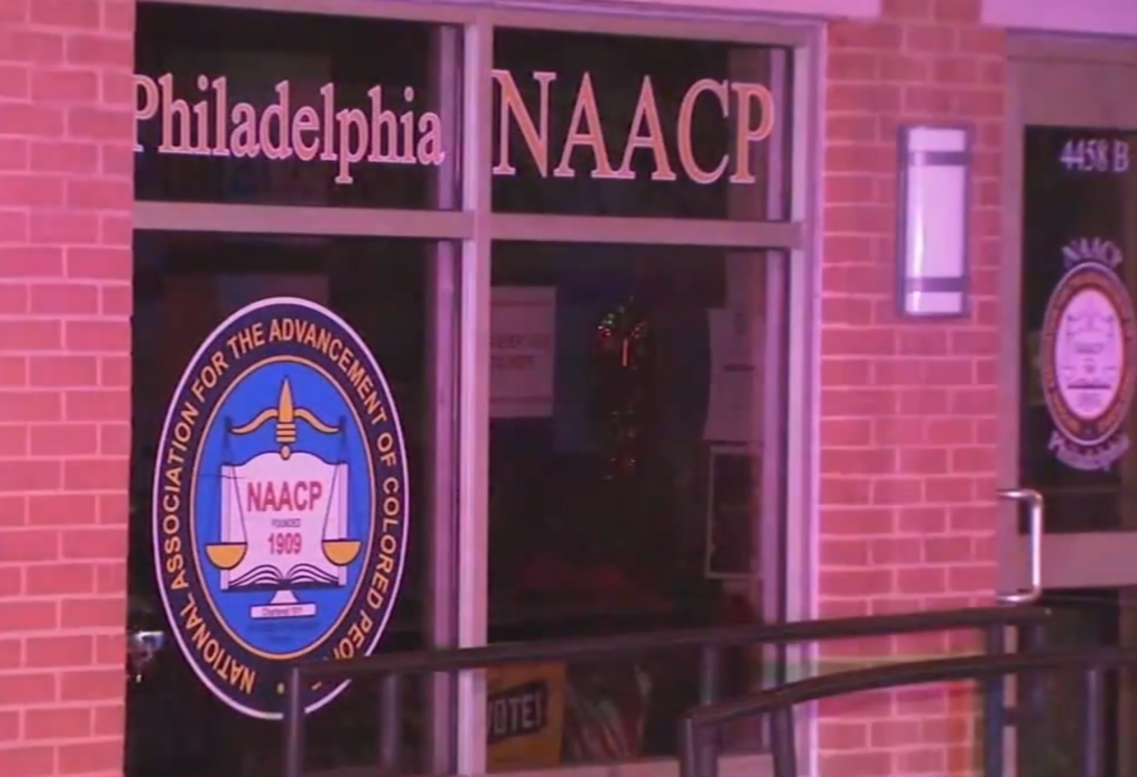 Philadelphia-NAACP-office-shot-6abc Police said the victim may have been involved in a shootout because they found a bloody gun about a block away. (6abc)