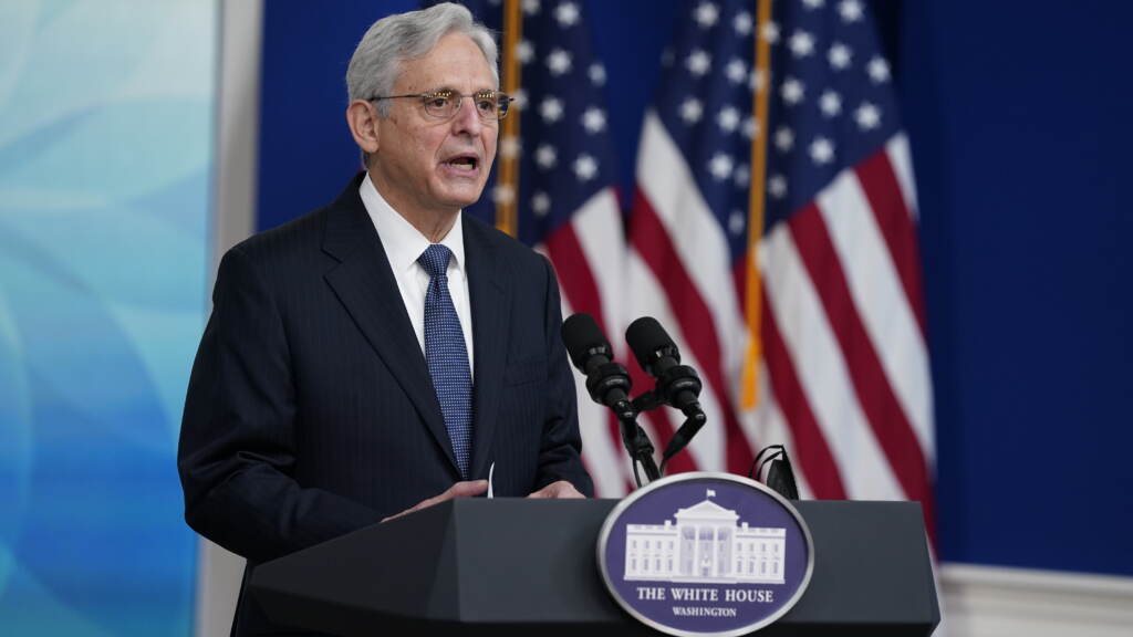 FILE - Attorney General Merrick Garland speaks during a Tribal Nations Summit during Native American Heritage Month, in the South Court Auditorium on the White House campus, Nov. 15, 2021, in Washington. The Justice Department is giving $139 million to police departments across the U.S. as part of a grant program that would bring on more than 1,000 new officers. The grant funding being announced Thursday comes through the Justice Department’s Office of Community Oriented Policing Services and will be awarded to 183 law enforcement agencies.
