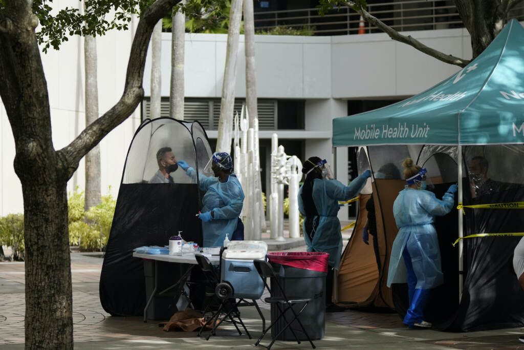Virus Outbreak People are tested for COVID-19 at a walk-up testing site