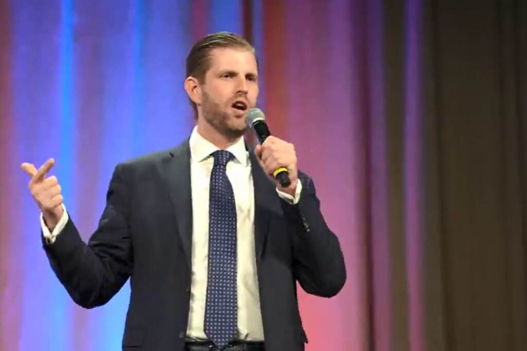 In October, Eric Trump spoke to a conference filled with anti-vaccine activists. Eric Trump speaks to a conference