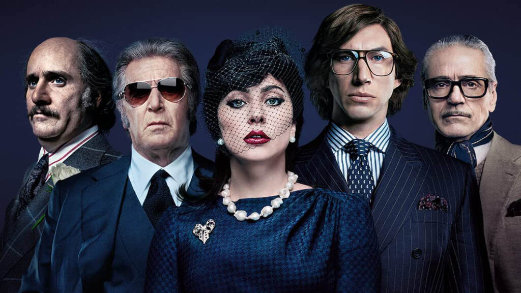 flicks-house-of-gucci Al Pacino, Jeremy Irons, Jared Leto, Lady Gaga, and Adam Driver