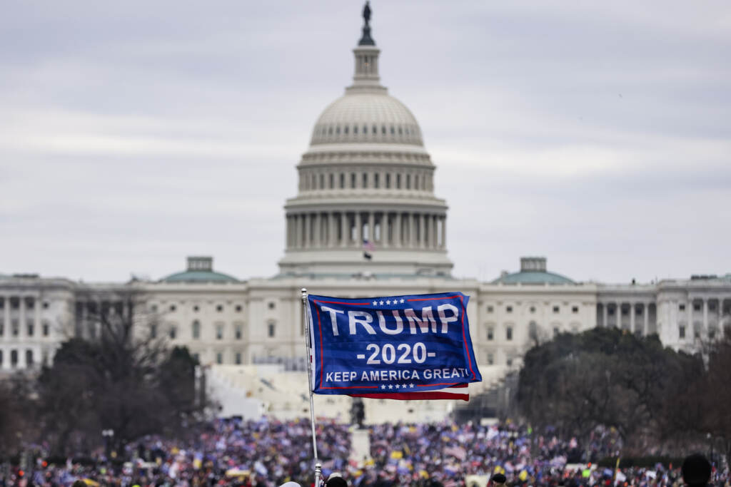 Pro-Trump rioters storm the U.S. Capitol following a rally with President Donald Trump on Jan. 6, 2021. Trump supporters gathered in the nation’s capital to protest the ratification of President-elect Joe Biden’s Electoral College victory over Trump in the 2020 election. Pro-Trump rioters storm the U.S. Capitol following a rally with President Donald Trump on Jan. 6, 2021. Trump supporters gathered in the nation's capital to protest the ratification of President-elect Joe Biden's Electoral College victory over Trump in the 2020 election. (Samuel Corum/Getty Images)
