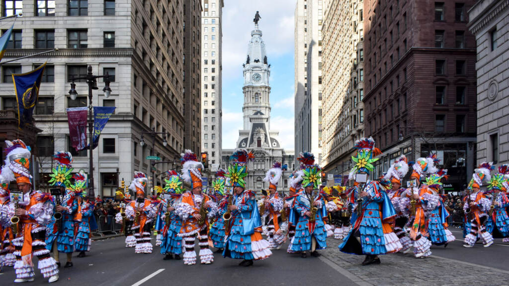 Mummers march down Broad Street