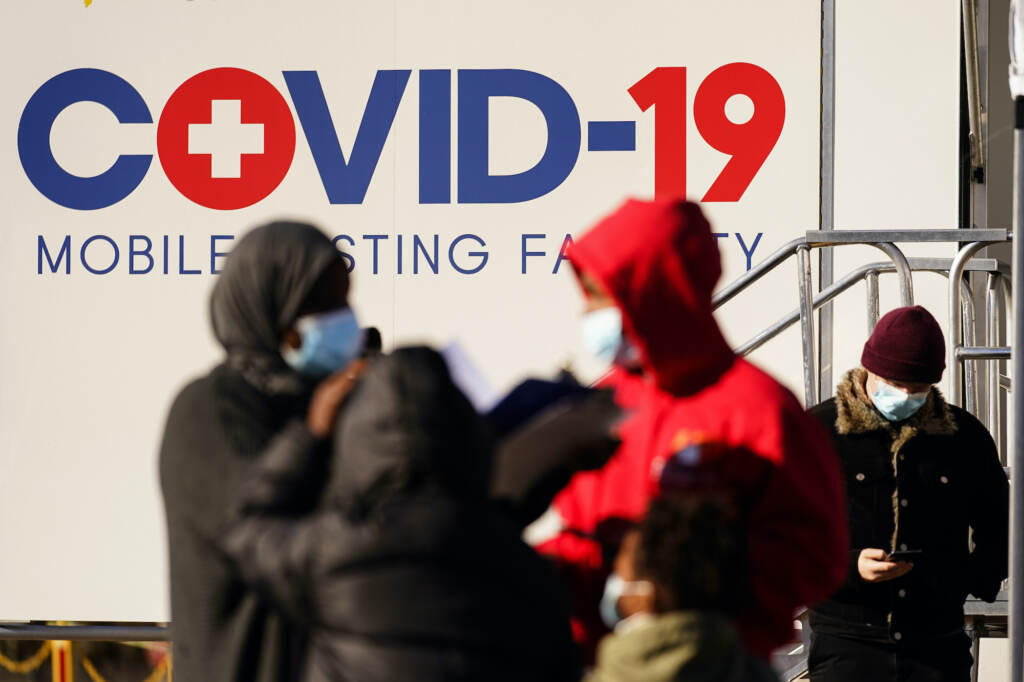 Virus Outbreak Pennsylvania People wait at a COVID-19 mobile testing site