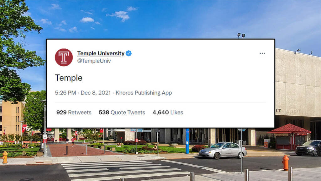 temple-templetweet2 On Wednesday afternoon, the official @TempleUniv Twitter account sent out a single word to its 160,000 followers. (Billy Penn/ Temple Twitter)