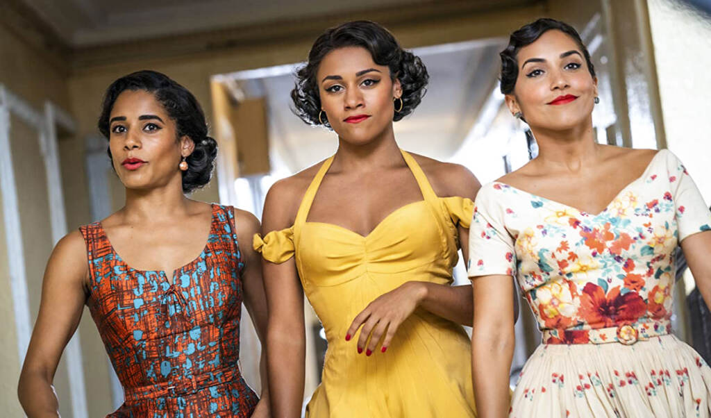 flicks-west-side-story Ariana DeBose, Ana Isabelle, and Ilda Mason in West Side Story