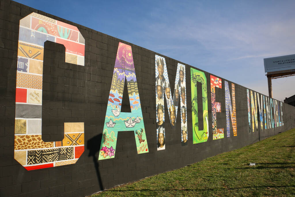 2022 01 14-e lee-camden nj-camden invincible muiral Five local artists contributed to the making of the 'Camden Invincible'' mural at 16th Street and Admiral Wilson Boulevard. (Emma Lee/WHYY)