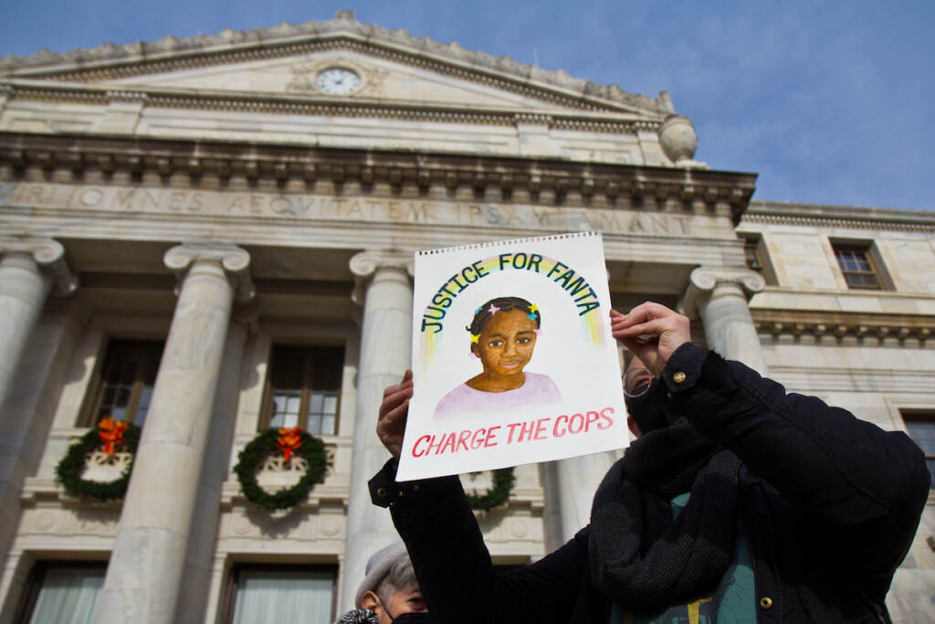 2022 1 13 k paynter justice for fanta bility-3 Protester holding a picture of Fanta Bility