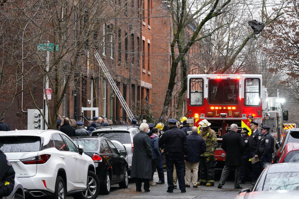 Philadelphia Fire Philadelphia firefighters work at the scene of a deadly fire