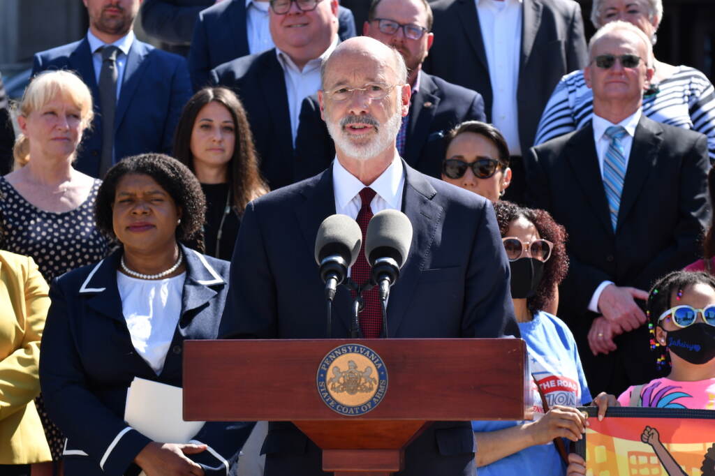 Tom Wolf FILE - Pennsylvania Gov. Tom Wolf speaks after signing budget legislation June 30, 2021, in Harrisburg, Pa. Wolf is about to lay out his eighth and final state budget proposal. Pennsylvania's healthy account balances make this a