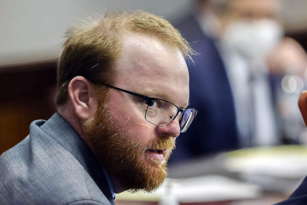 Ahmaud Arbery Hate Crimes FILE - Travis McMichael is shown during the sentencing of he and his father Greg McMichael and neighbor, William