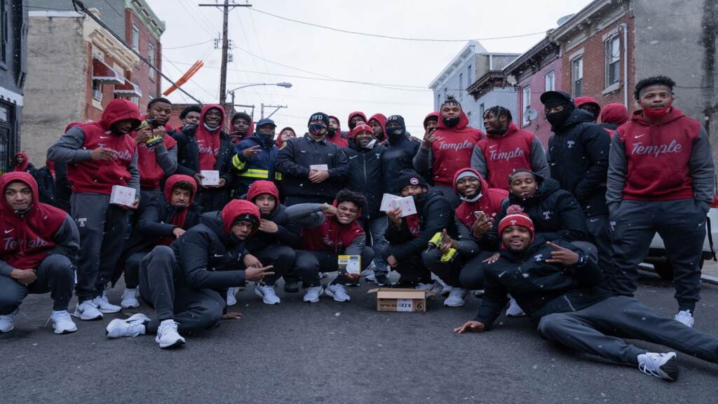_DSC1255 Members of Temple University's football team and Philadelphia firefighters volunteered on Martin Luther King Jr. Day to install smoke alarms in North Philly