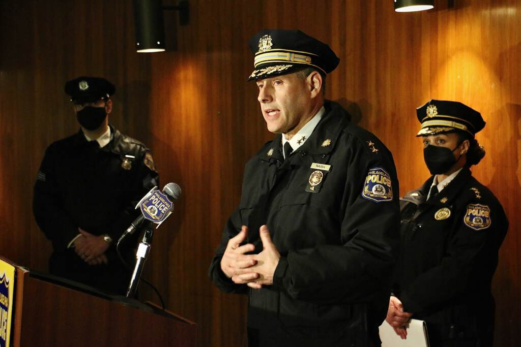 Image from iOS (2) Deputy Police Commissioner Ben Naish addresses an increase in carjackings in Philadelphia.