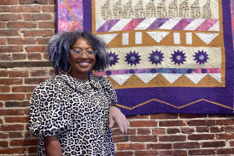 Renata Merrill at her solo art exhibit at Camden Fireworks in Camden, NJ. (Tennyson Donyéa)