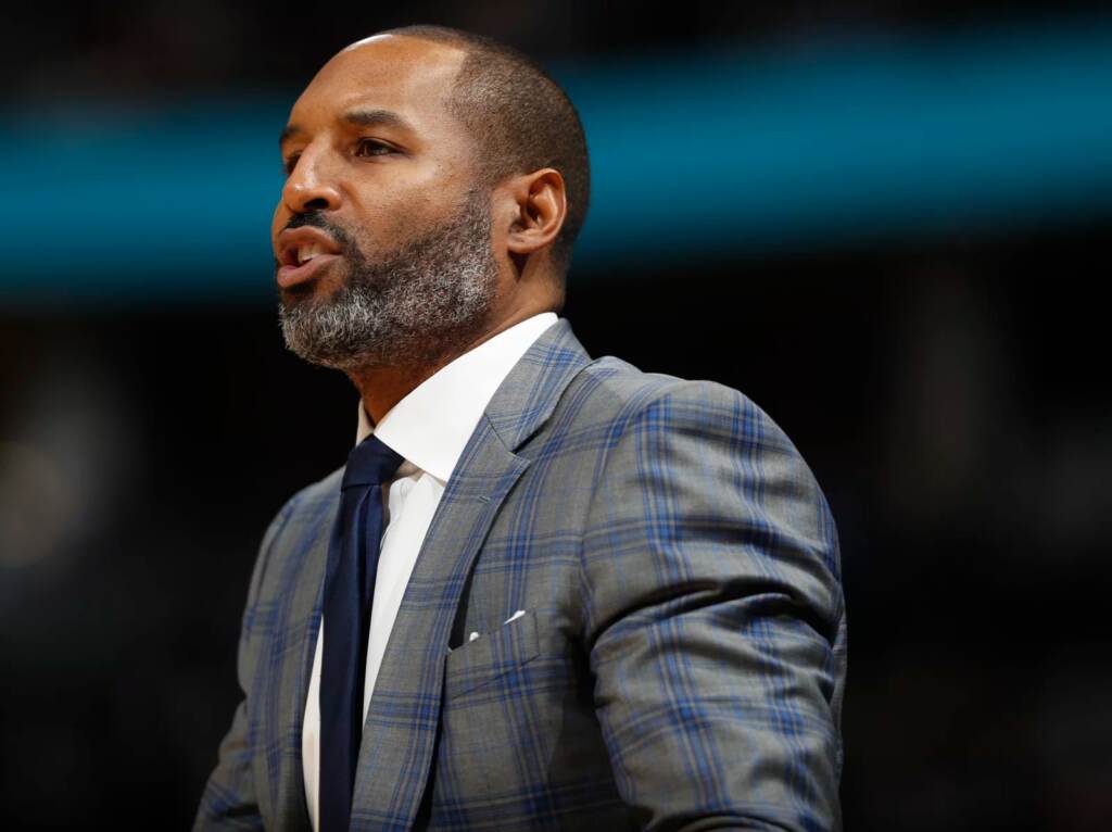 David Vanterpool, seen at a 2019 Minnesota Timberwolves game against the Denver Nuggets, has been fined $10,000 for interfering with a pass in a game Wednesday between the Brooklyn Nets and Washington Wizards. Minnesota Timberwolves assistant head coach David Vanterpool in the second half of an NBA basketball game Friday, Dec. 20, 2019, in Denver. The Nuggets won 109-100. (AP Photo/David Zalubowski)