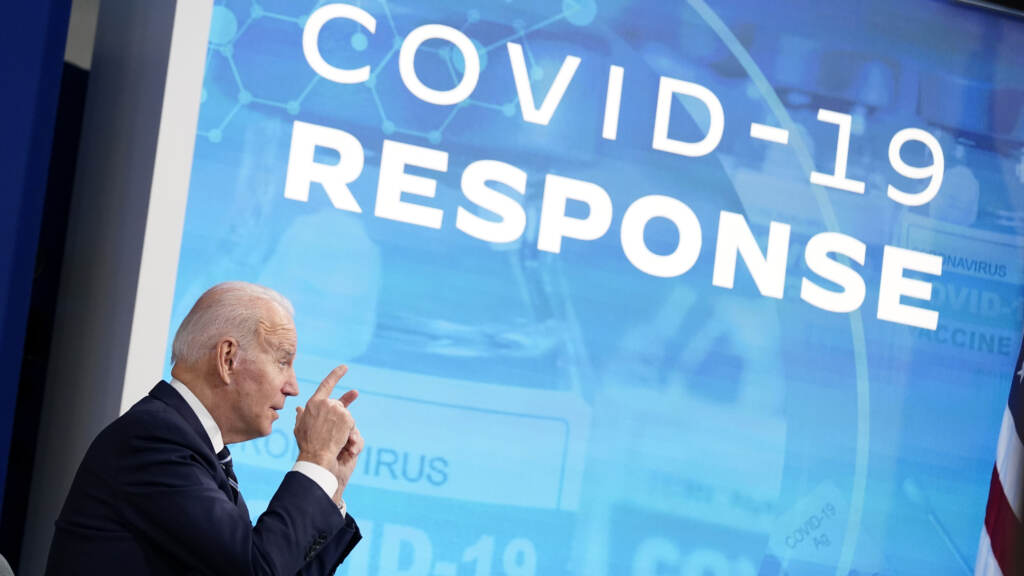 President Biden speaks about the government’s COVID-19 response on Thursday. President Joe Biden speaks about the government's COVID-19 response, in the South Court Auditorium in the Eisenhower Executive Office Building on the White House Campus in Washington, Thursday, Jan. 13, 2022. (AP Photo/Andrew Harnik)
