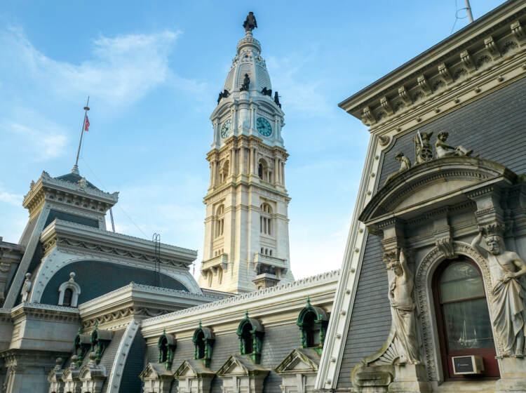 A closeup of City Hall