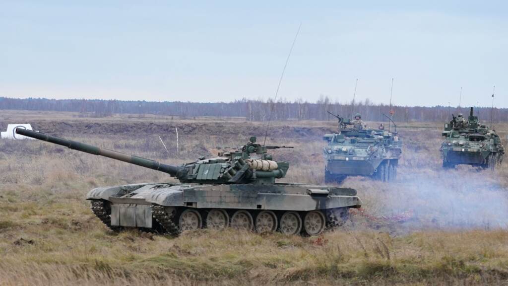 Soldiers of Poland, Britain, US and Romania take part in military exercises at the military training ground in Bemowo Piskie, Poland on Nov. 18, 2021. Soldiers of Poland, Britain, US and Romania take part in military exercises