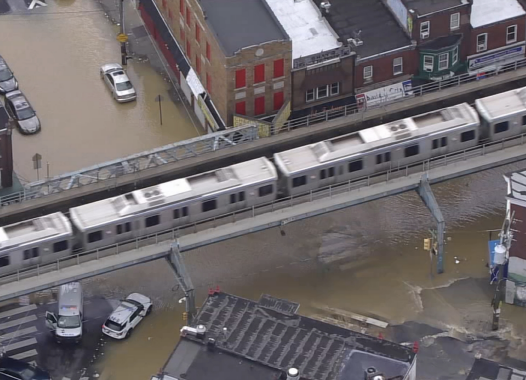 water-main-break-kensington-wpvi-011822 An aerial view of flooding in Kensington.