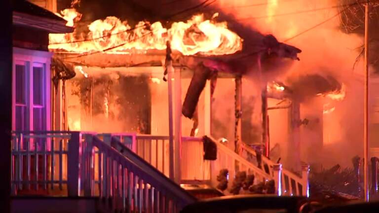 The scene of a house fire in West Deptford