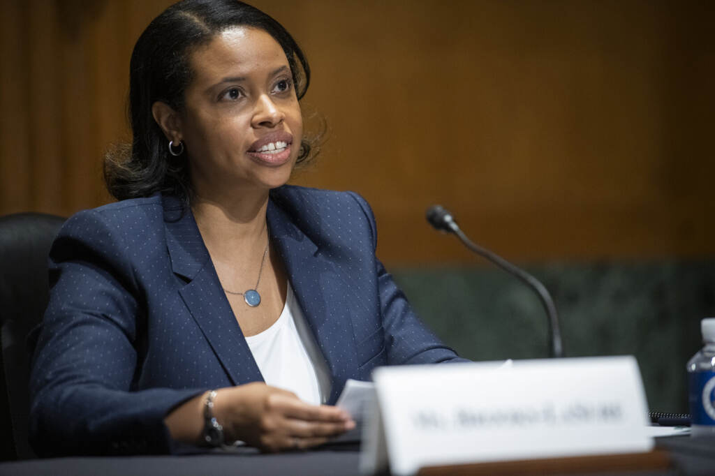 Chiquita Brooks-LaSure appears during a Senate Committee on Finance hearing