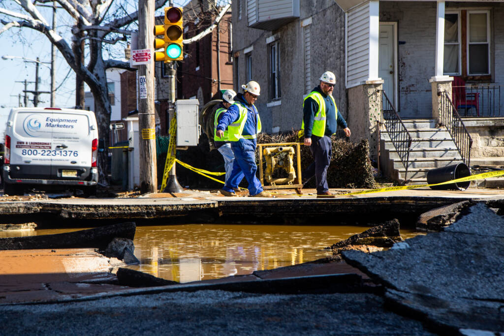 2022 02 09 kpaynter water main break 56th Springfield-03 A massive hole at South 56th and Springfield Avenue