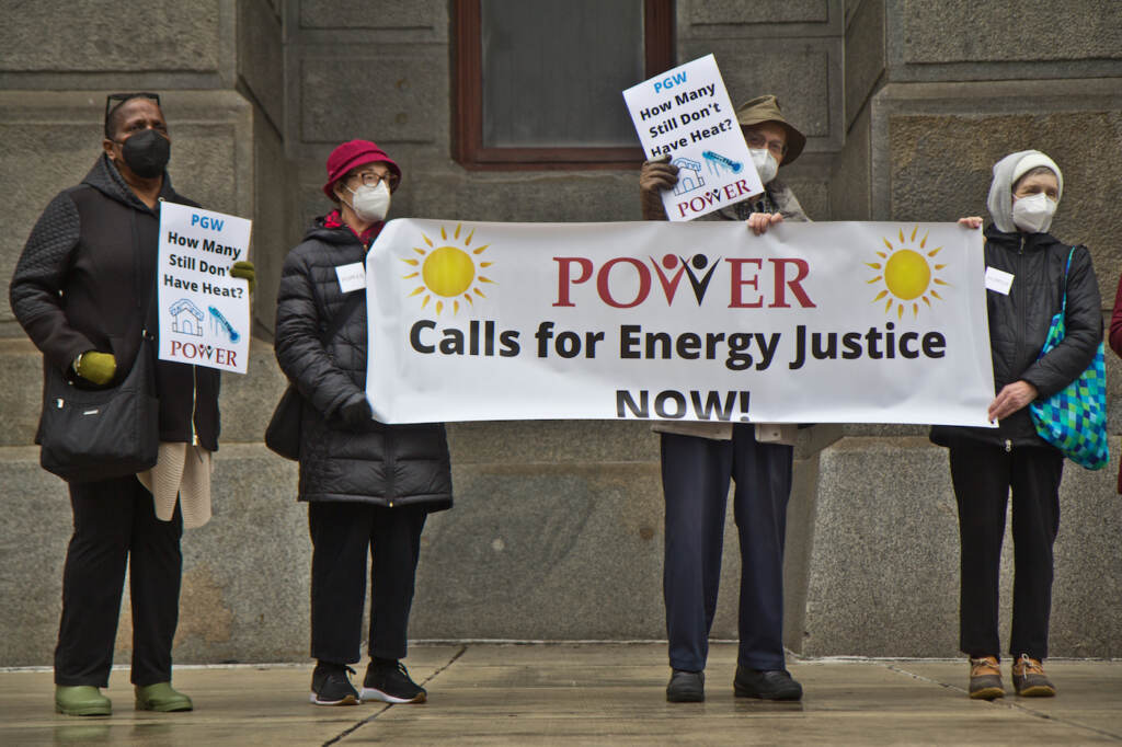 2022 2 3 k paynter POWER pgw protest Members of the POWER Interfaith organization held a protest and prayer vigil for people in Philadelphia living without heat outside City Hall, on February 3, 2022. (Kimberly Paynter/WHYY)