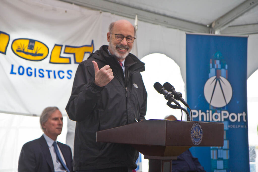 2022 2 4 k paynter port of philadelphia announcement-9 Pa. Governor Tom Wolf announced a 246 million dollar investment into the Port of Philadelphia at the Packer Marine Terminal on Feb. 4, 2022. (Kimberly Paynter/WHYY)