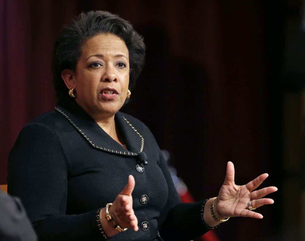 Loretta Lynch Former U.S. Attorney General Loretta Lynch, the nation's first black woman to head the Justice Department, speaks during a conference on policy and Blacks at Harvard University's Kennedy School of Government in 2017. The NFL has hired Lynch as counsel for its racial discrimination lawsuit filed by former Miami Dolphins head coach Brian Flores