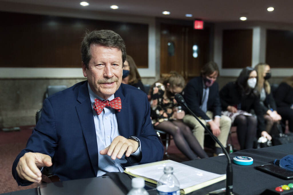 Robert Califf File photo: Dr. Robert Califf gathers his documents as the Senate Committee on Health, Education, Labor and Pension adjourn a hearing on the nomination of Califf to be Commissioner of Food and Drug Administration on Capitol Hill in Washington, on Dec. 14, 2021. (AP Photo/Manuel Balce Ceneta, File)