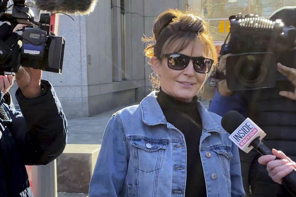 Sarah Palin Former Alaska Gov. Sarah Palin leaves a courthouse in New York, Tuesday, Feb. 15, 2022. Palin lost her libel lawsuit against The New York Times on Tuesday when a jury rejected her claim that the newspaper maliciously damaged her reputation by erroneously linking her campaign rhetoric to a mass shooting.