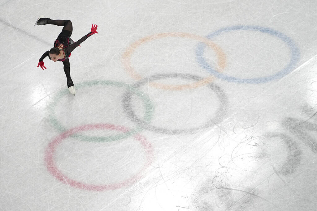 Beijing Olympics Figure Skating Kamila Valieva, of the Russian Olympic Committee, competes in the women's free skate program during the figure skating competition at the 2022 Winter Olympics, Thursday, Feb. 17, 2022, in Beijing. (AP Photo/Jeff Roberson)