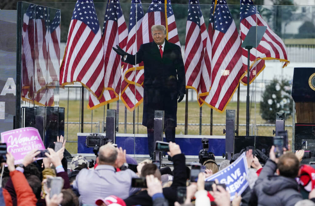 Donald Trump File photo: In this Jan. 6, 2021, photo, President Donald Trump arrives to speak at a rally in Washington. A federal judge on Feb. 18, 2022, rejected efforts by the former president to toss out lawsuits filed by lawmakers and two Capitol police officers, saying in his ruling that the former president's words