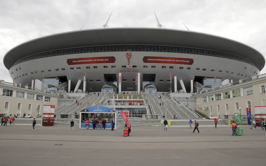 Soccer Champions League Final Russia A view of the St. Petersburg Stadium prior to the Confederations Cup, Group A soccer match between New Zealand and Portugal, in St. Petersburg, Russia, Saturday, June 24, 2017. (AP Photo/Pavel Golovkin)