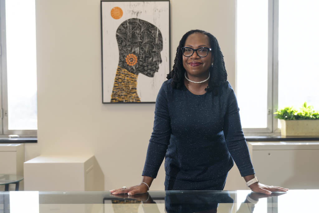 Ketanji Brown Jackson Judge Ketanji Brown Jackson, who is a U.S. Circuit Judge on the U.S. Court of Appeals for the District of Columbia Circuit, poses for a portrait, Friday, Feb., 18, 2022, in her office conference room at the court in Washington