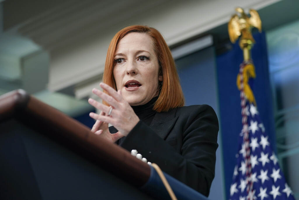 Jen Psaki White House press secretary Jen Psaki speaks during a press briefing at the White House in Washington, Friday, Feb. 25, 2022. (AP Photo/Carolyn Kaster)