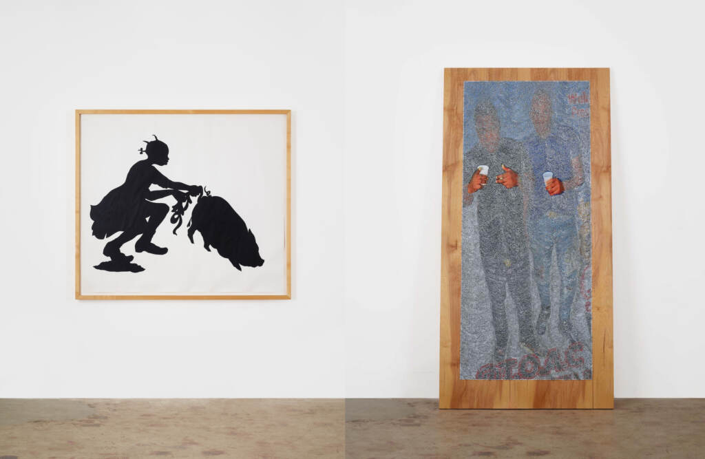 Kara-Walker—Untitled-1 Left: Untitled
Kara Walker, 'Untitled 1',
1995; Right: Wilmer Wilson IV. 'Pres' (2017). (Courtesy of The Lumpkin-Boccuzzi Family Collection)