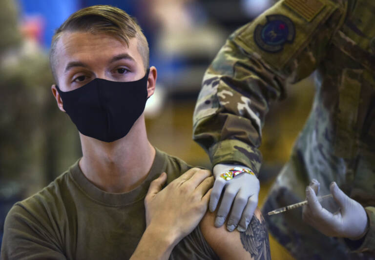 The first COVID-19 mass vaccination on Joint Base Pearl Harbor-Hickam in Hawaii is held on Feb. 9, 2021. The Army says it will 