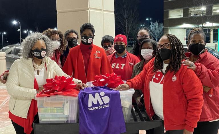 Women from the Philadelphia Alumnae Chapter of Delta Sigma Theta Sorority Inc. pose for a photo