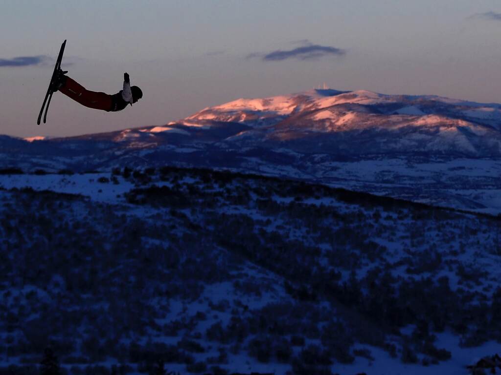 Carol Bouvard of Switzerland during training for the Mixed Team Aerials at the FIS Freestyle Ski and World Championships on in 2019. Mixed team aerials is a new event at the Beijing Winter Olympics this year. Carol Bouvard of Switzerland during training for the Mixed Team Aerials at the FIS Freestyle Ski and World Championships on February 07, 2019 at Deer Valley Resort in Park City, Utah. (Photo by Sean M. Haffey/Getty Images)