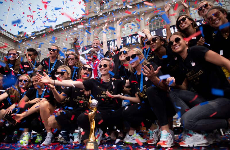 FBL-WC-2019-USA-WOMEN-PARADE Members of the World Cup-winning U.S. women's team take part in a ticker tape parade