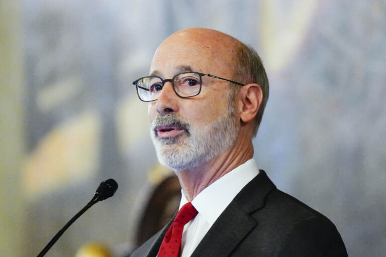 A closeup of Gov. Tom Wolf