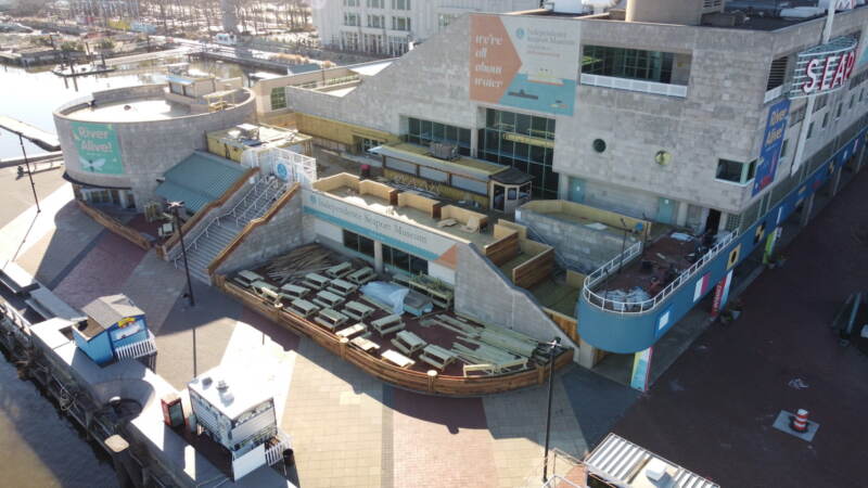 An aerial view of Liberty Point under construction