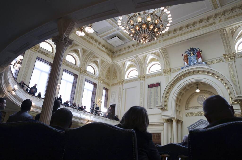 trenton-statehouse-NJ-AP-020722 The interior of the N.J. Statehouse