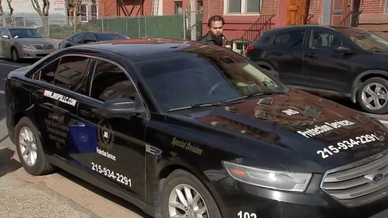 A JNS Protection Services car near Temple University. (6abc)